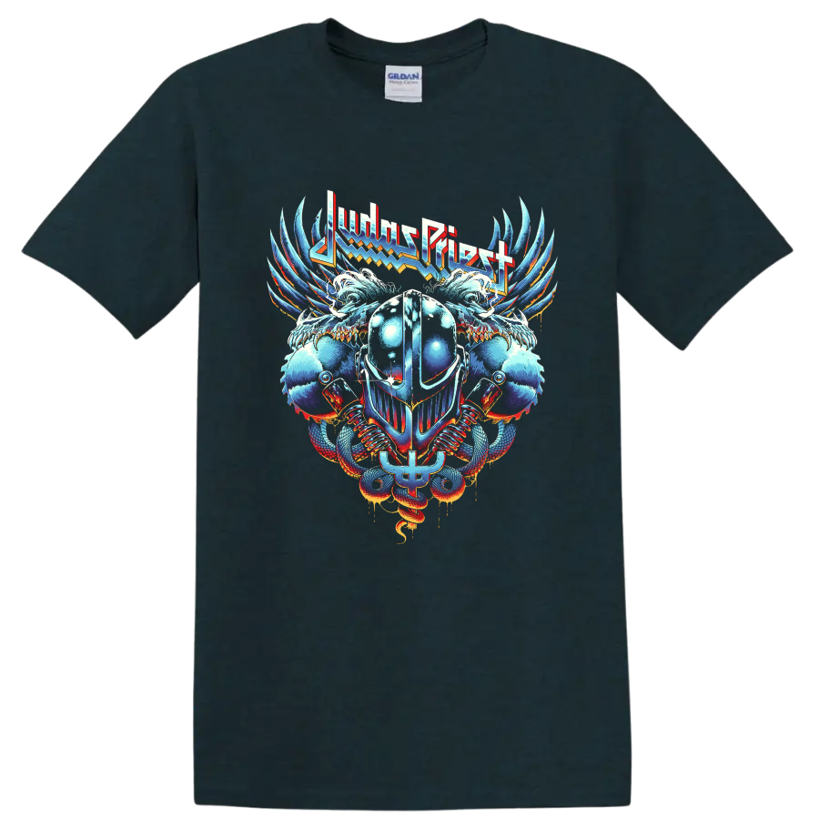 JUDAS PRIEST inspired winged helmet rock metal graphic print - Midnight (Green)