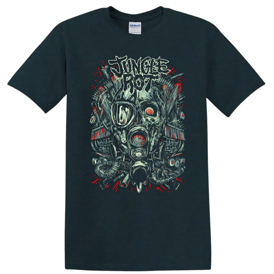 JUNGLE ROT skull gas mask rock metal graphic print - Midnight (Green)