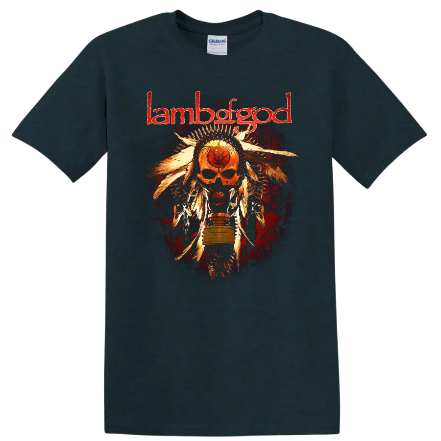 Lamb of God skull and feathers rock metal graphic print - Midnight (Green)