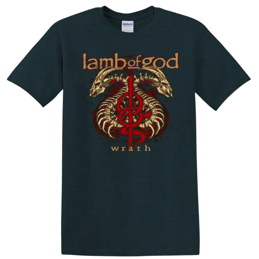 Lamb of God skull and bones graphic print T Shirt with red - Midnight (Green)