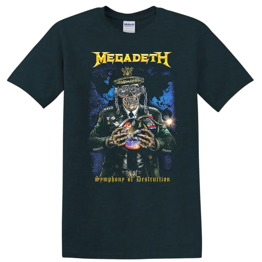 MEGADETH Symphony of Destruction skull and soldier graphic print T - Midnight (Green)