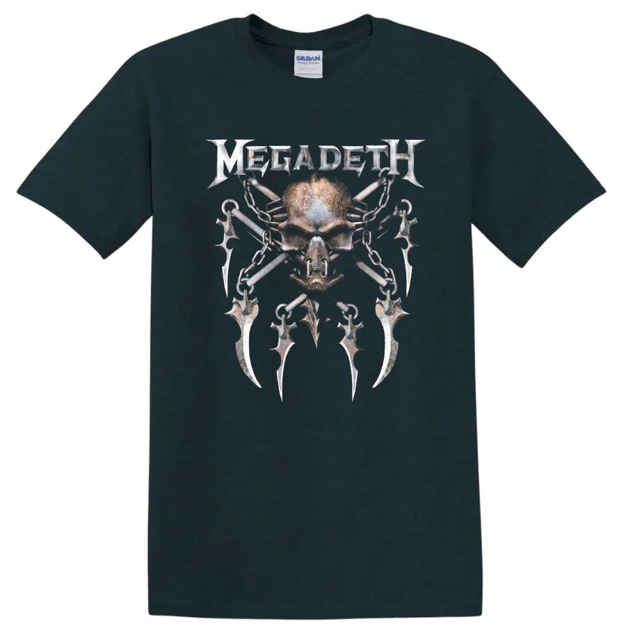 Megadeth skull and blades graphic T - Midnight (Green)