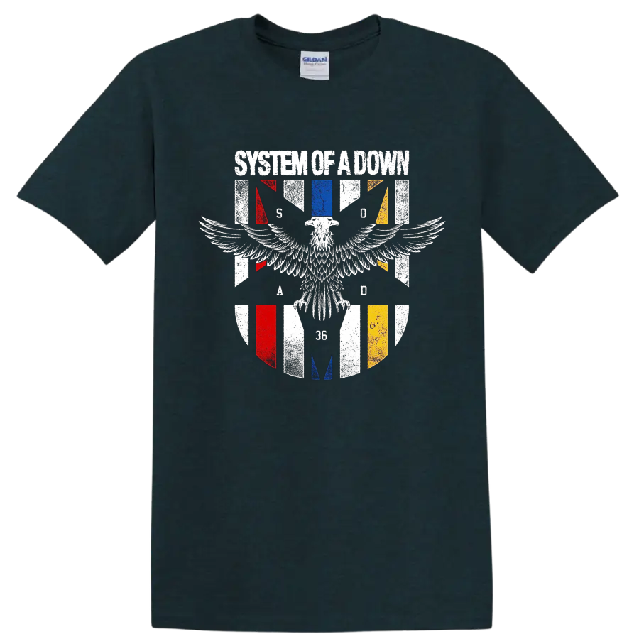 Distressed System of a Down eagle graphic print T - Midnight (Green)