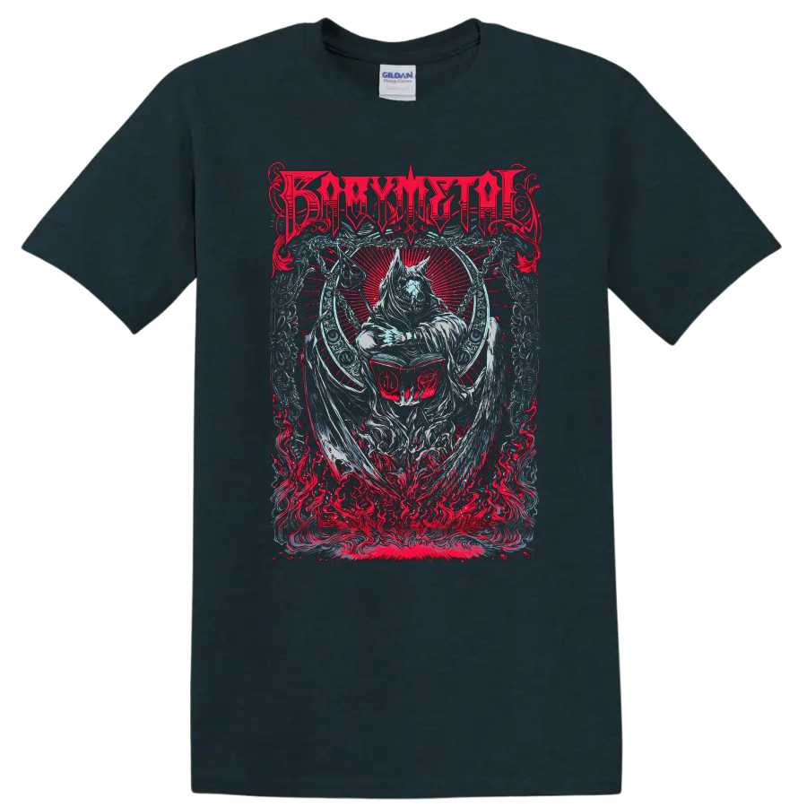 BABYMETAL wolf warrior in gothic red flame artwork with radiant rays on a Midnight (Green) T Shirt