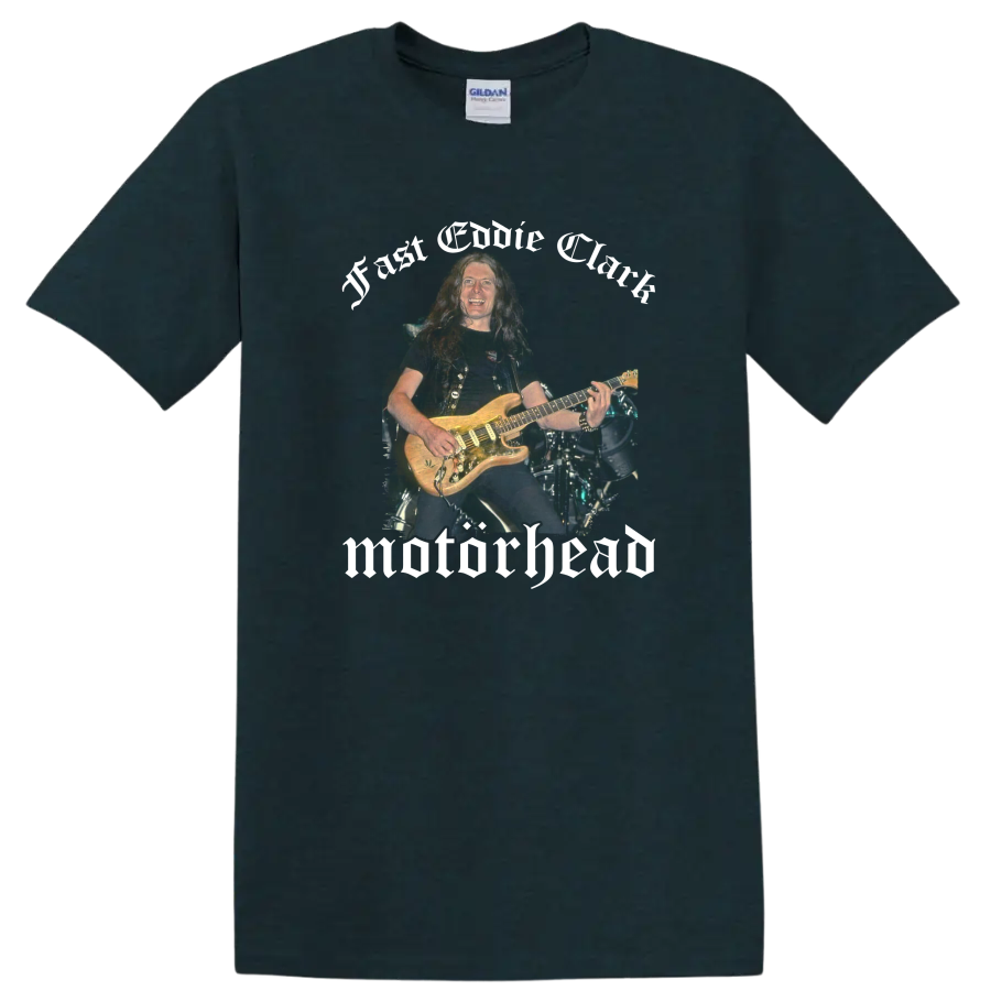 Motörhead live guitarist concert artwork with bold heavy metal lettering on a Midnight (Green) T Shirt