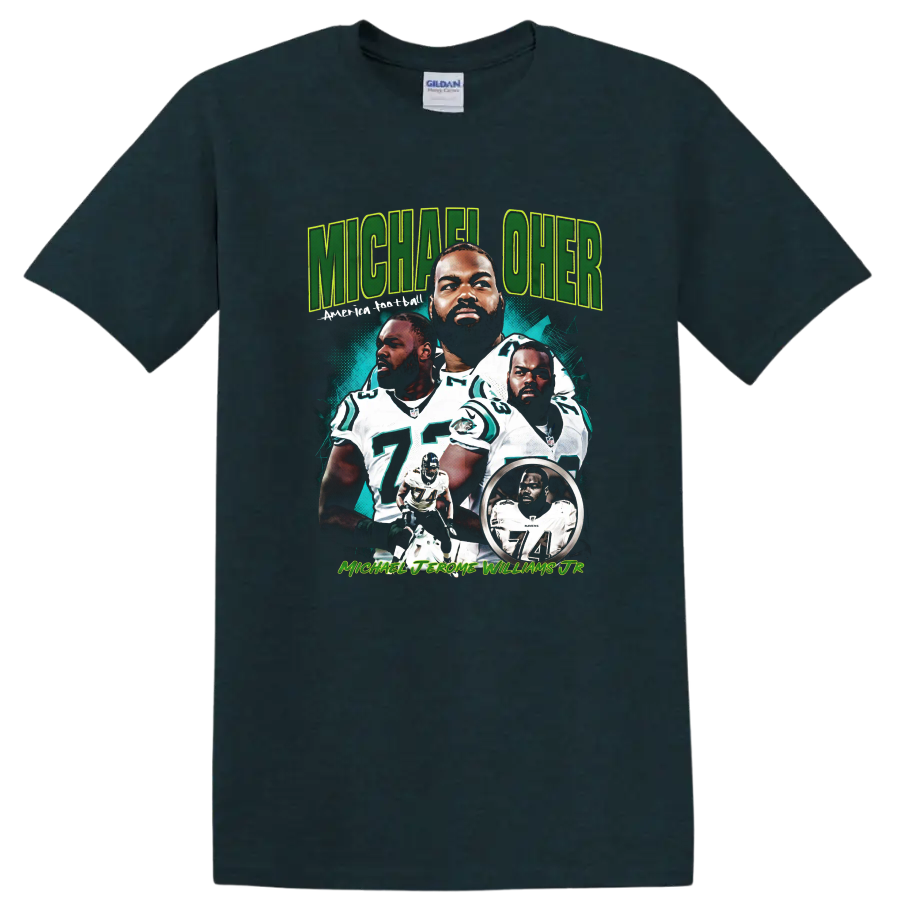 Reggie White Philadelphia Eagles football legend illustrated collage graphic on a Midnight (Green) T Shirt