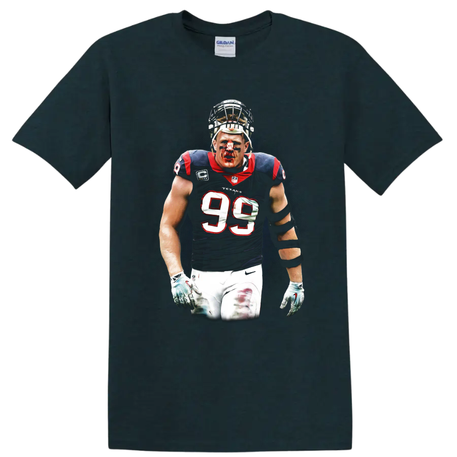 J.J. Watt Houston Texans defensive player portrait in gritty football graphic style on a Midnight (Green) T Shirt