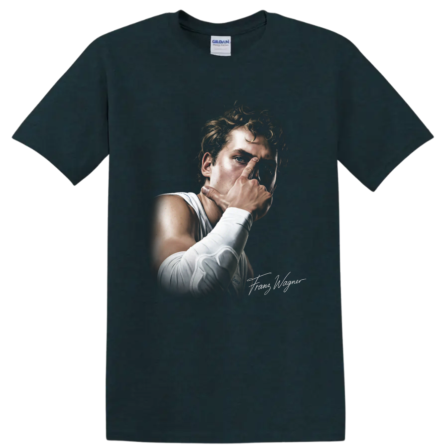 Realistic Reggie Miller Indiana Pacers basketball portrait with white jersey and wrist on a Midnight (Green) T Shirt