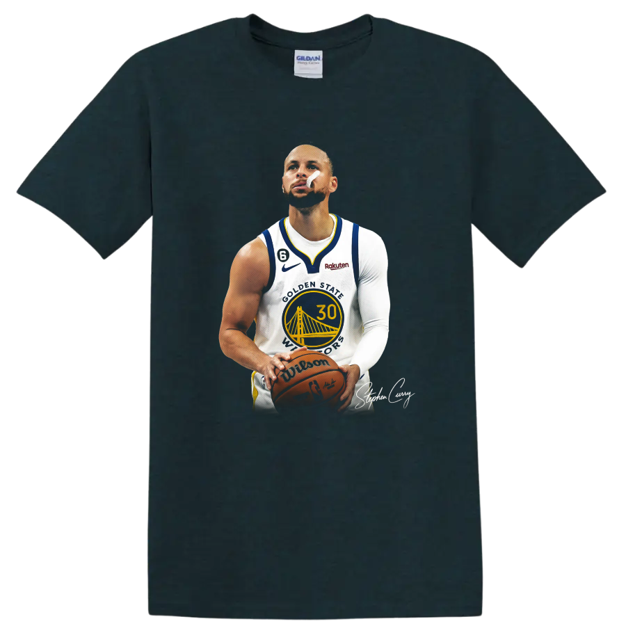 Stephen Curry Golden State Warriors number 30 basketball player portrait on a Midnight (Green) T Shirt