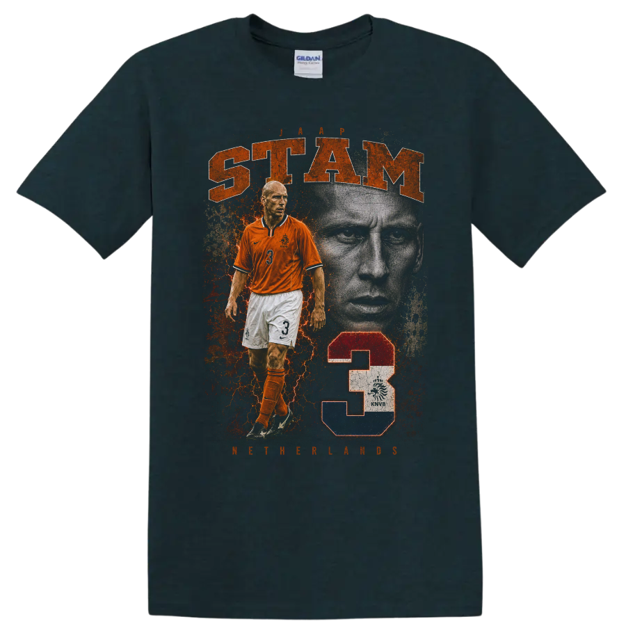 Wesley Sneijder Netherlands soccer collage with STAM text on a Midnight (Green) T Shirt