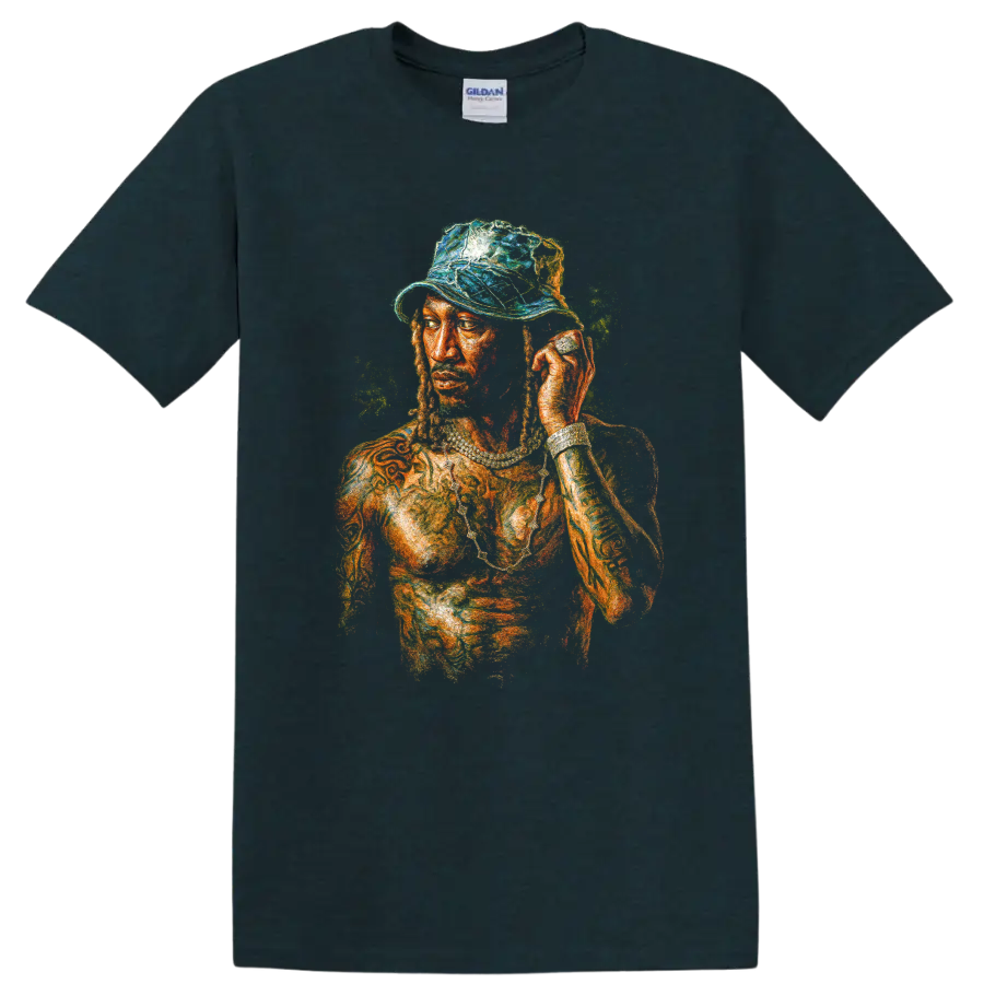 Future Monster mixtape portrait in vivid painted hip-hop artwork on a Midnight (Green) T Shirt