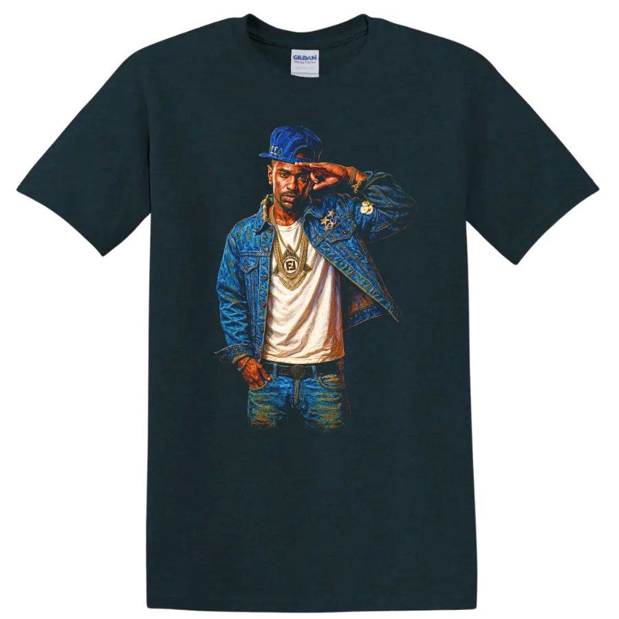Kodak Black psychedelic hip-hop portrait fan art on a Midnight (Green) T Shirt
