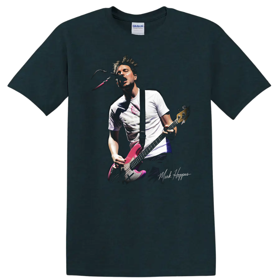 Mark Hoppus blink-182 pop-punk bassist performance graphic print on a Midnight (Green) T Shirt