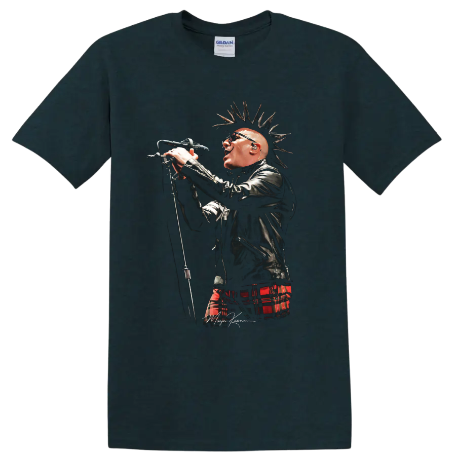 Maynard James Keenan singer portrait with spiked hair and red plaid on a Midnight (Green) T Shirt