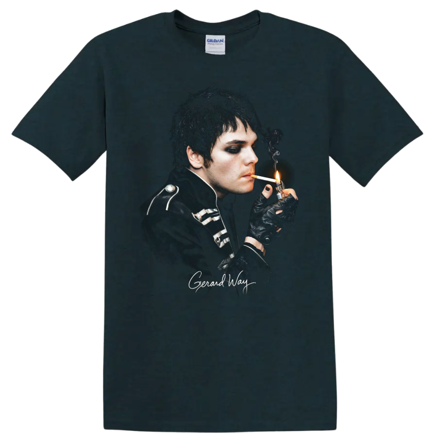 Gerard Way gothic My Chemical Romance portrait with smoky lighting on a Midnight (Green) T Shirt