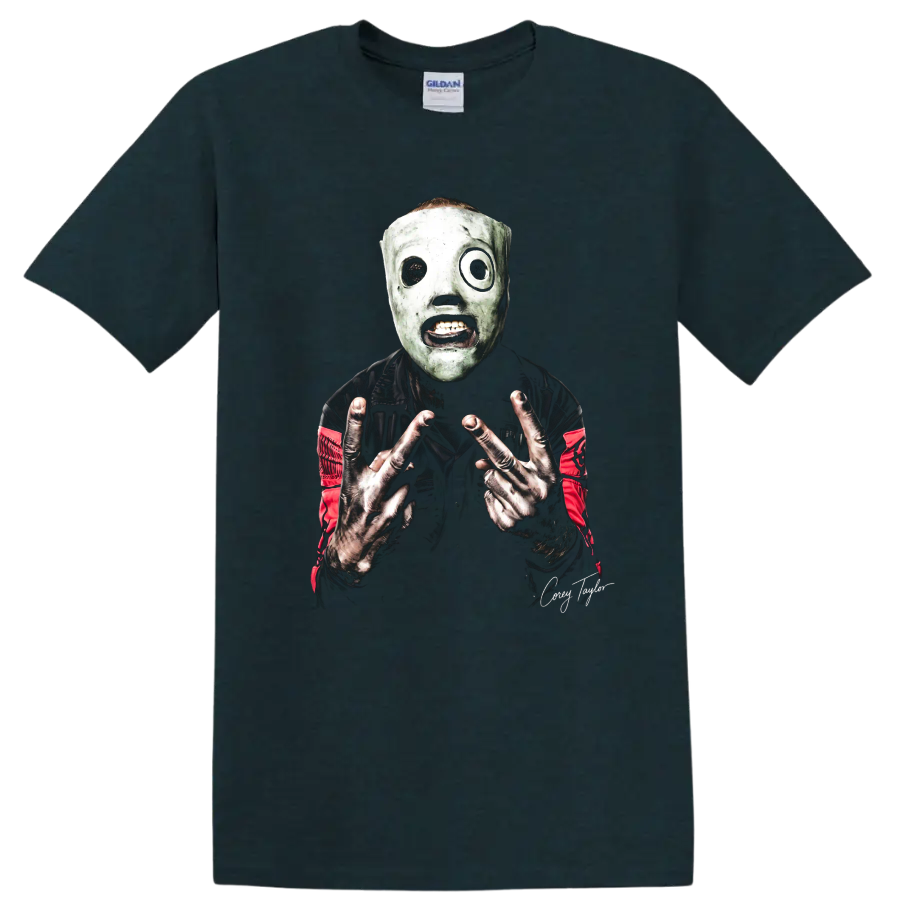 Corey Taylor Slipknot green mask heavy metal graphic print on a Midnight (Green) T Shirt