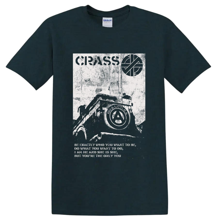 Crass punk rock anarchist collage graphic print on a Midnight (Green) T Shirt