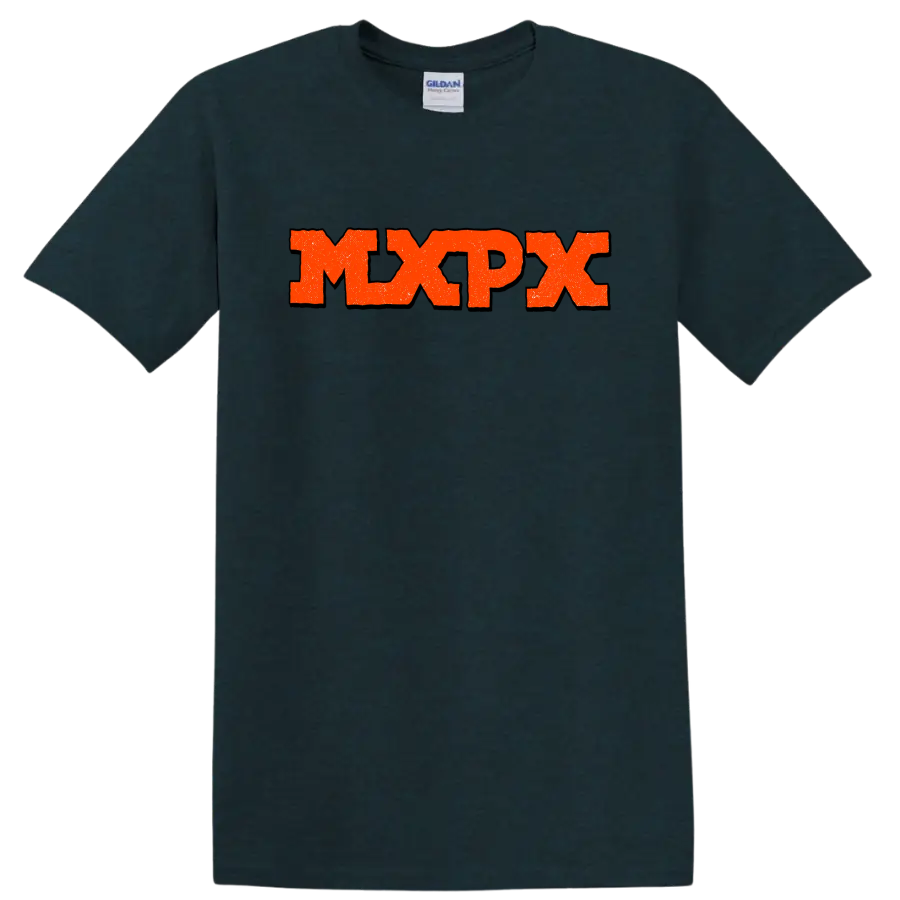 MxPx distressed punk rock band logo graphic on a Midnight (Green) T Shirt