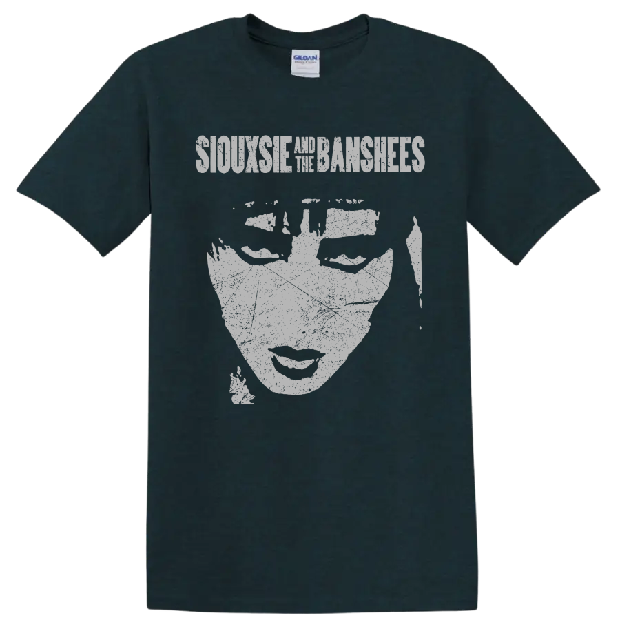 Siouxsie and the Banshees gothic monochrome portrait graphic on a Midnight (Green) T Shirt