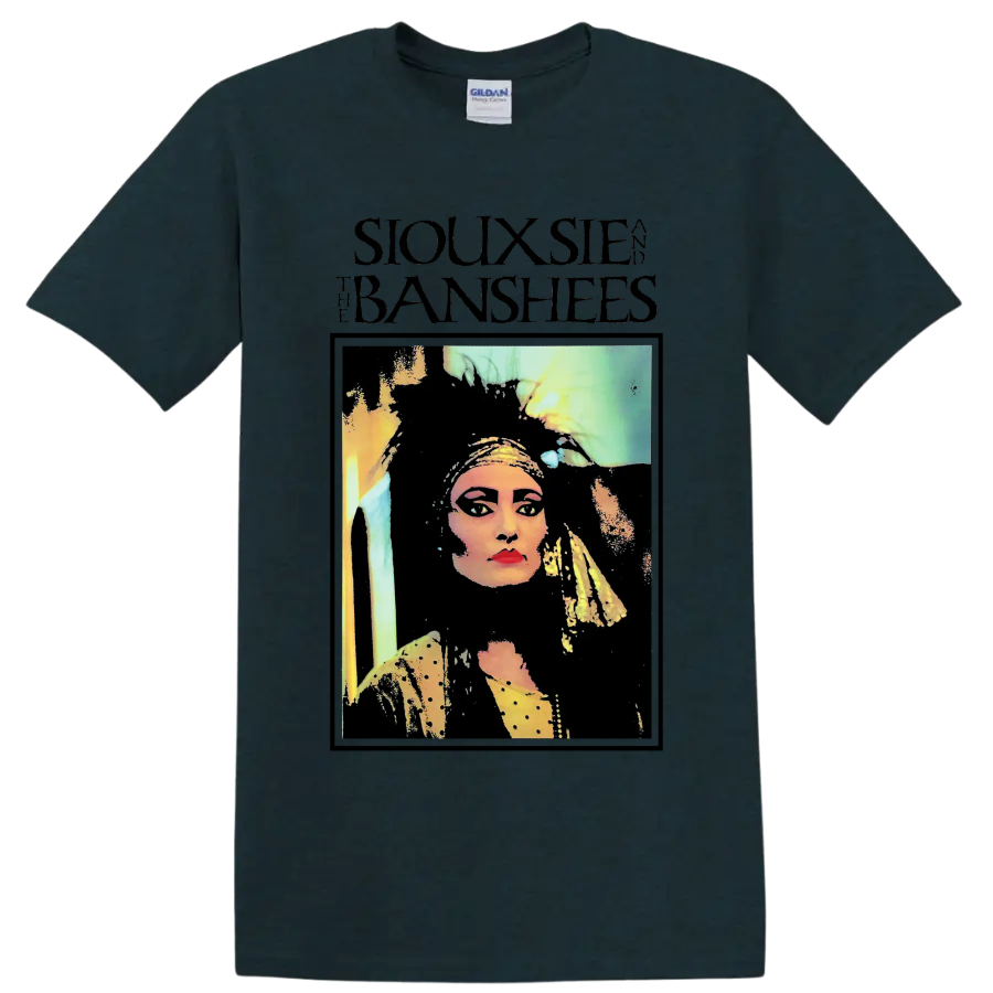 Siouxsie and the Banshees punk rock portrait graphic on a Midnight (Green) T Shirt