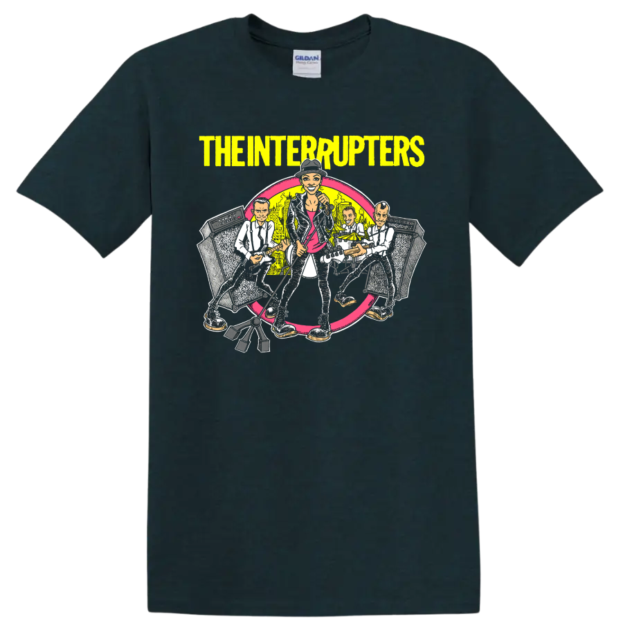The Interrupters illustrated ska punk band performing with guitars and speakers on a Midnight (Green) T Shirt