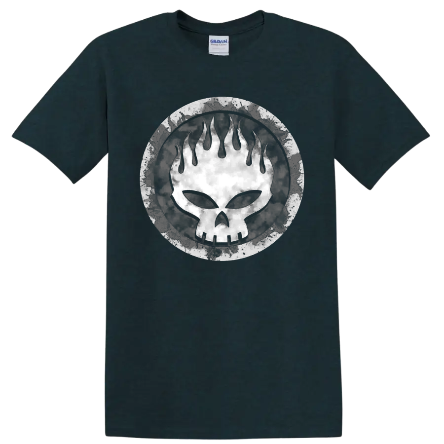 The Offspring distressed skull logo punk rock graphic print on a Midnight (Green) T Shirt