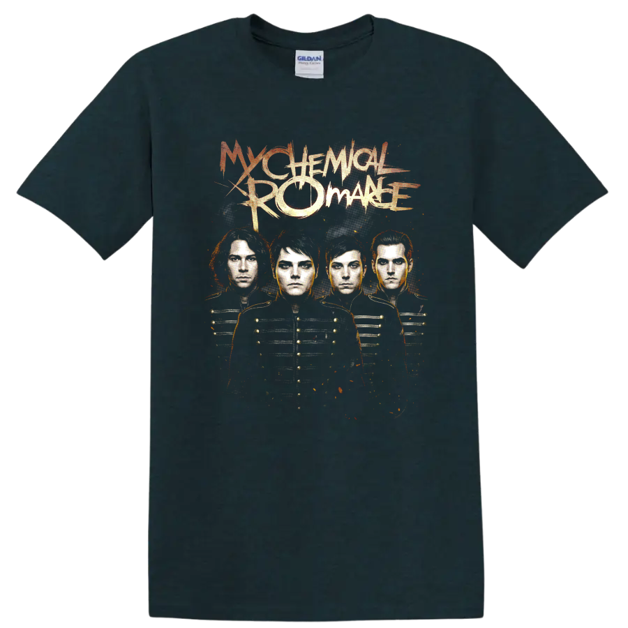 My Chemical Romance The Black Parade distressed rock band portrait graphic on a Midnight (Green) T Shirt