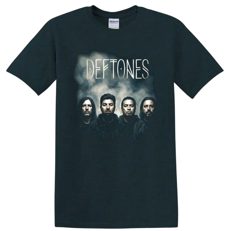 Deftones dark portrait poster artwork with four figures on a Midnight (Green) T Shirt