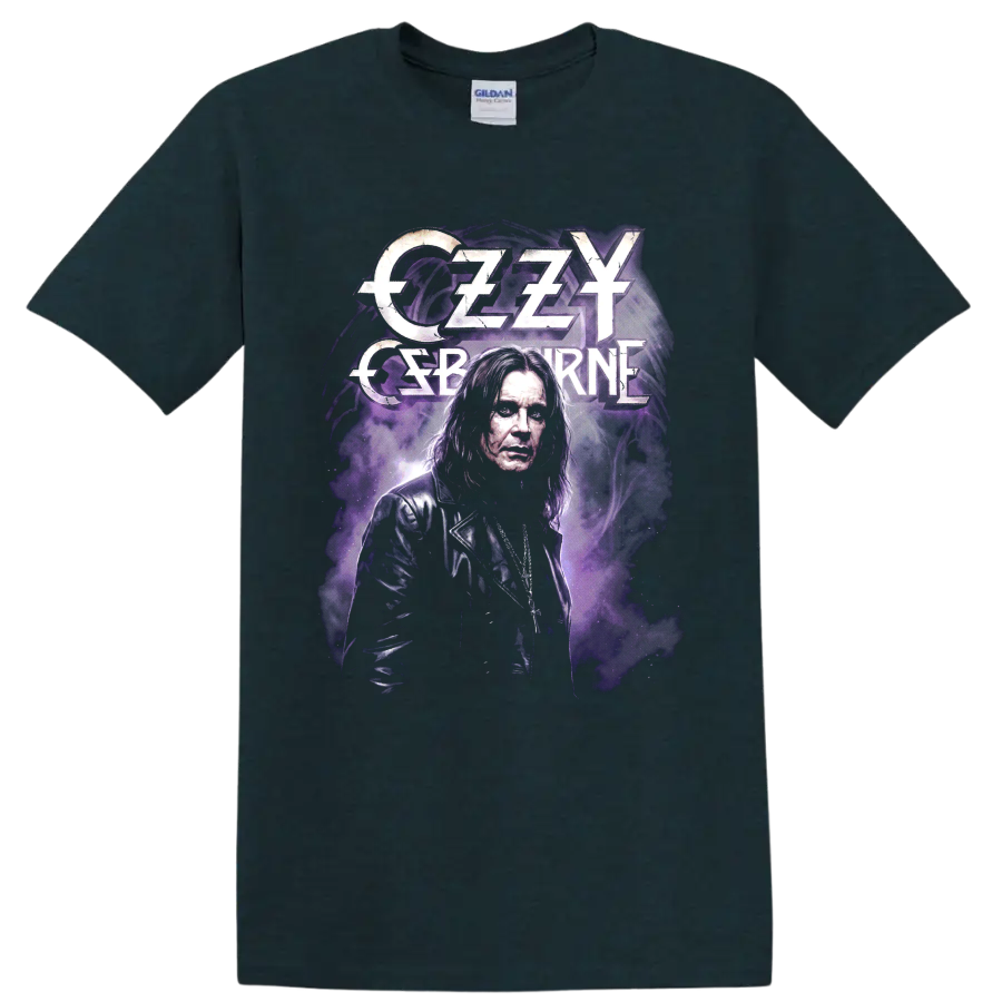 Ozzy Osbourne Black Sabbath purple portrait rock graphic on a Midnight (Green) T Shirt