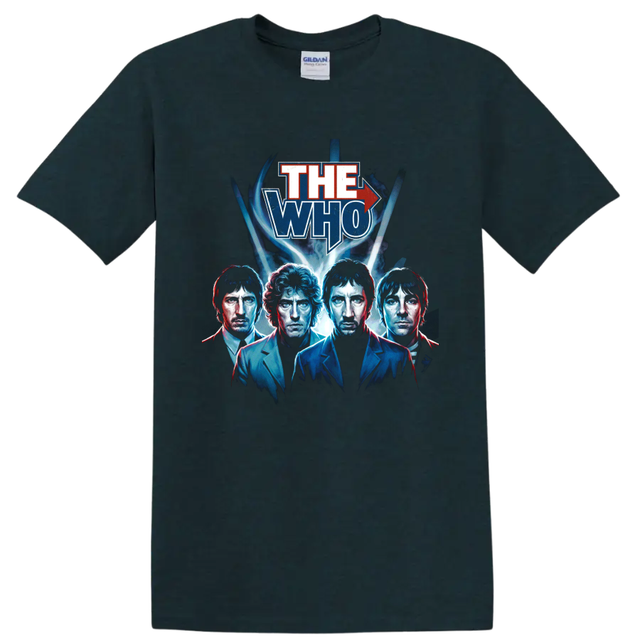 The Who Tour 65 blue and red vintage rock portrait poster graphic on a Midnight (Green) T Shirt