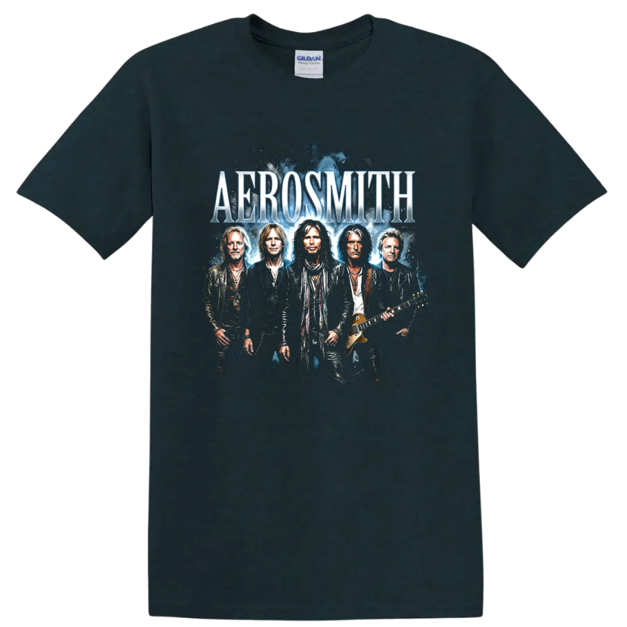 Aerosmith Steven Tyler and Joe Perry rock band portrait graphic print on a Midnight (Green) T Shirt