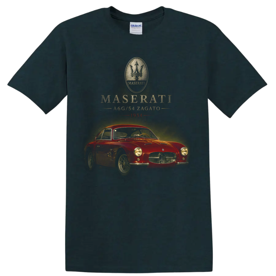 Maserati A6G/54 Zagato 1954 red vintage car graphic print on a Midnight (Green) T Shirt