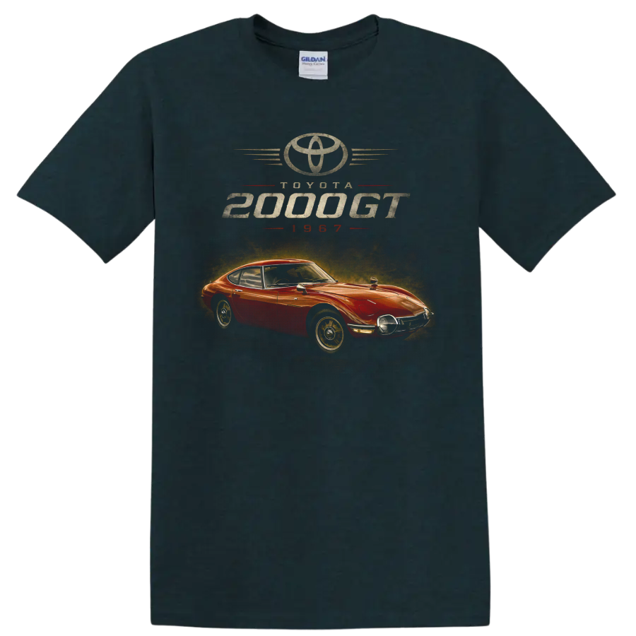 Toyota 2000GT 1967 red vintage classic car graphic print on a Midnight (Green) T Shirt