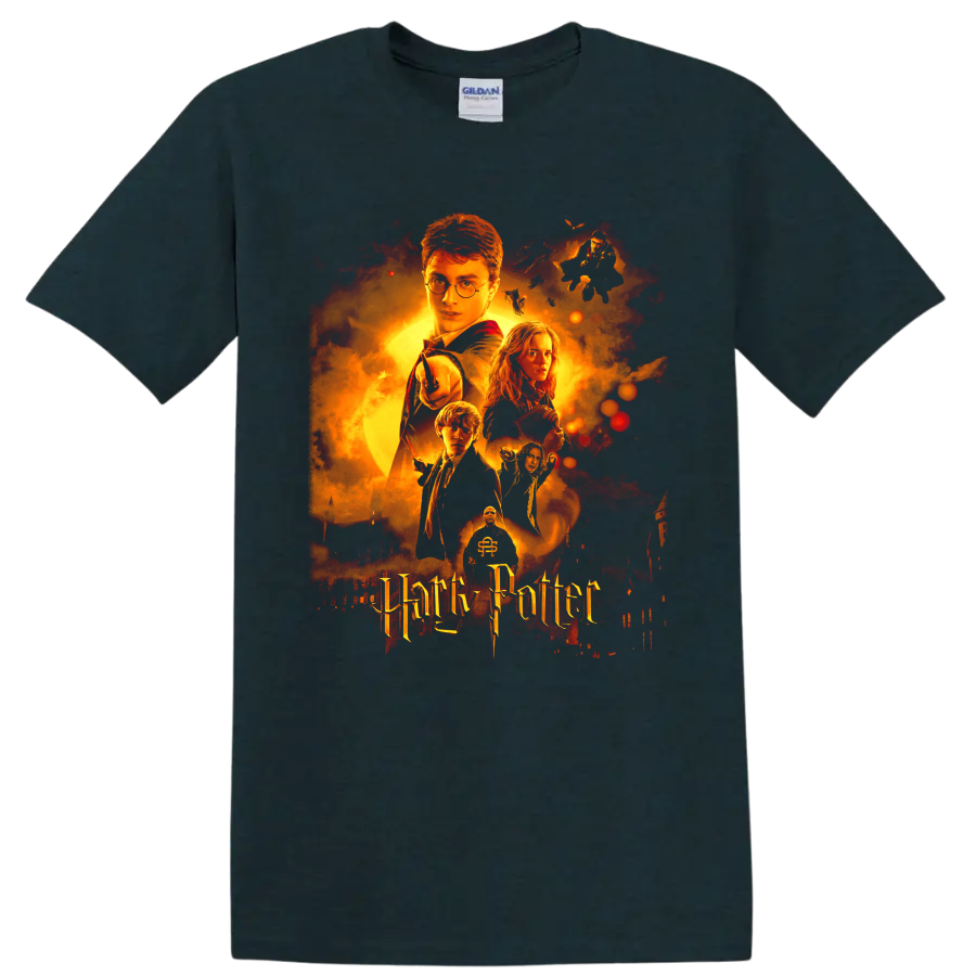 Harry Potter Chamber of Secrets fiery wizarding movie poster graphic on a Midnight (Green) T Shirt