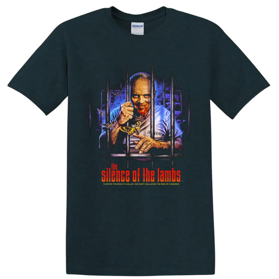 The Silence of the Lambs prisoner behind bars horror poster art on a Midnight (Green) T Shirt