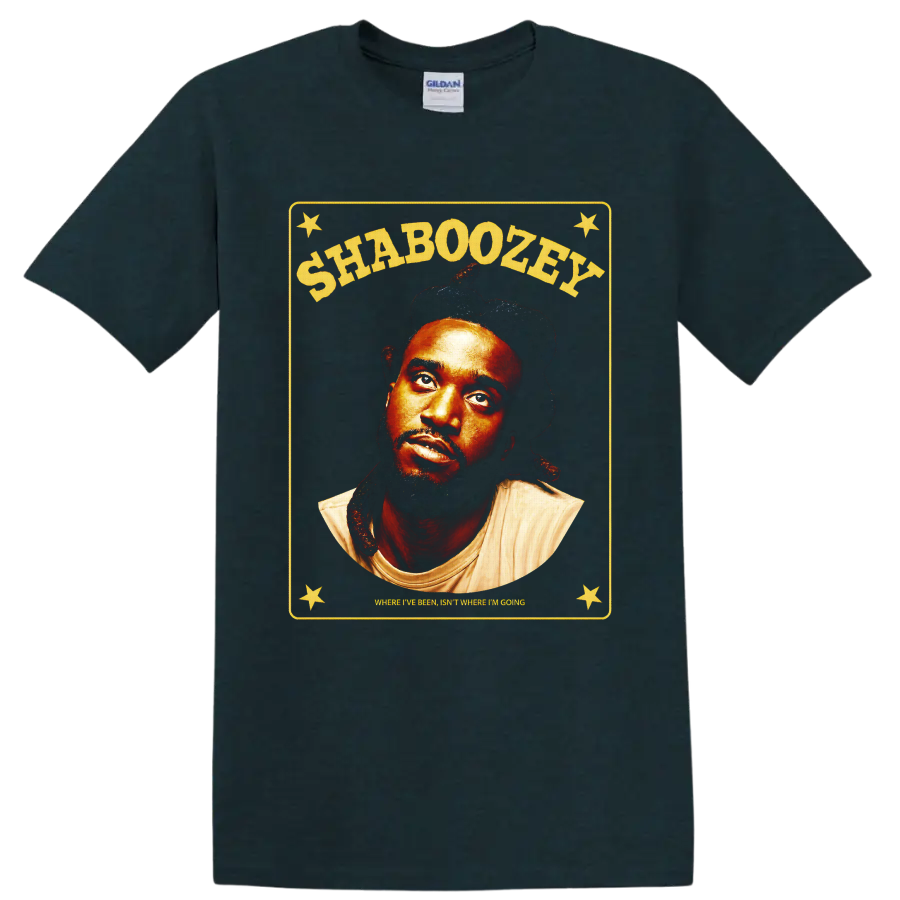 Shaboozey vintage country portrait with stars and Where I've Been quote on a Midnight (Green) T Shirt