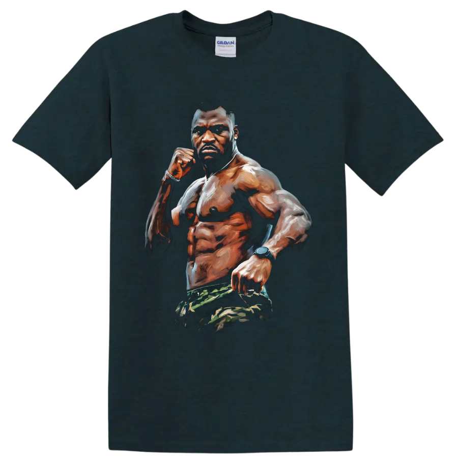 Bobby Green MMA fighter portrait in a raised-fist pose with painterly highlights on a Midnight (Green) T Shirt