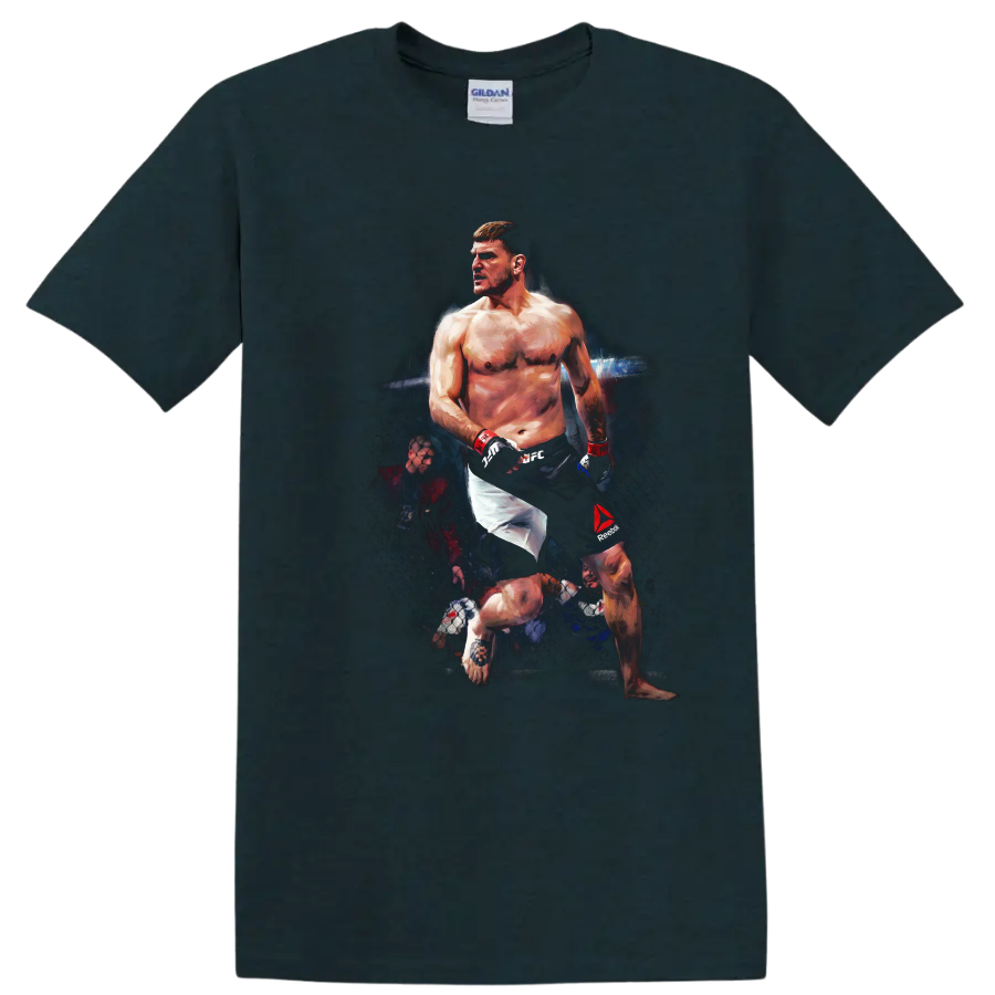 Tony Ferguson El Cucuy painted MMA fighter portrait in a dramatic cage on a Midnight (Green) T Shirt