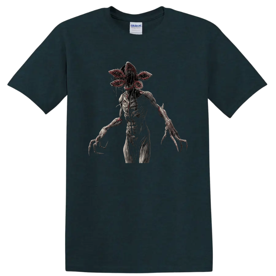 Demogorgon from Stranger Things gothic horror creature graphic on a Midnight (Green) T Shirt
