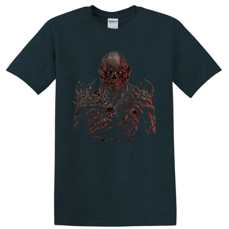 Vecna Stranger Things gothic horror monster graphic print on a Midnight (Green) T Shirt