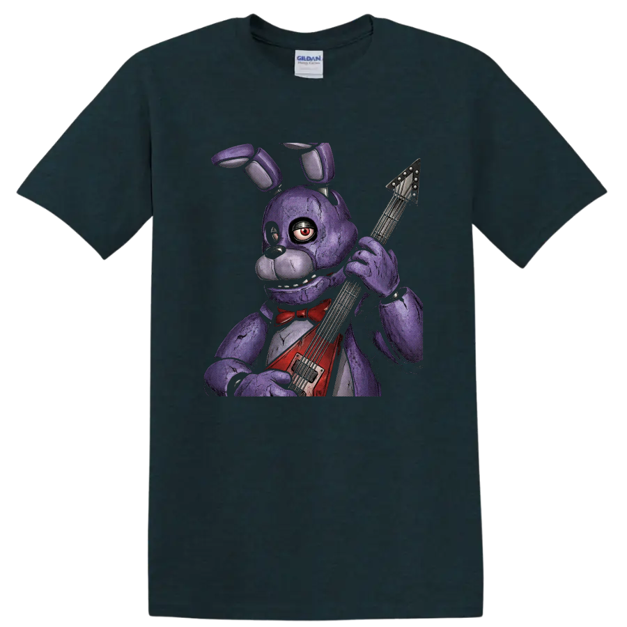 Bonnie animatronic rabbit guitarist horror graphic on a Midnight (Green) T Shirt