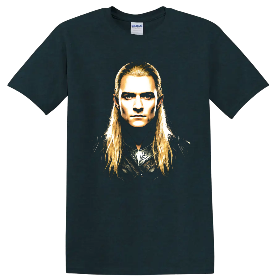 Finarfin elf warrior portrait fantasy graphic print on a Midnight (Green) T Shirt