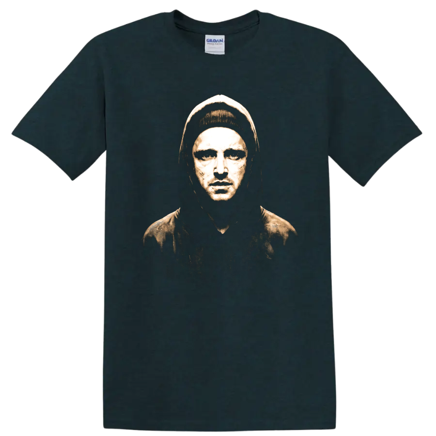 Jesse Pinkman Breaking Bad gritty sepia portrait graphic on a Midnight (Green) T Shirt