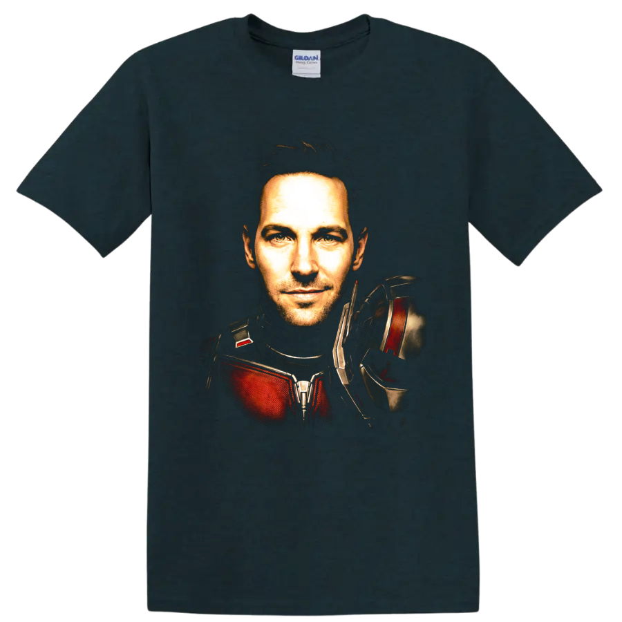 Scott Lang Ant-Man portrait in red and black armored suit on a Midnight (Green) T Shirt