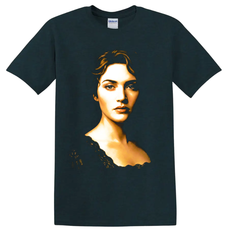 Rose DeWitt Bukater portrait from Titanic in a dramatic vintage style on a Midnight (Green) T Shirt