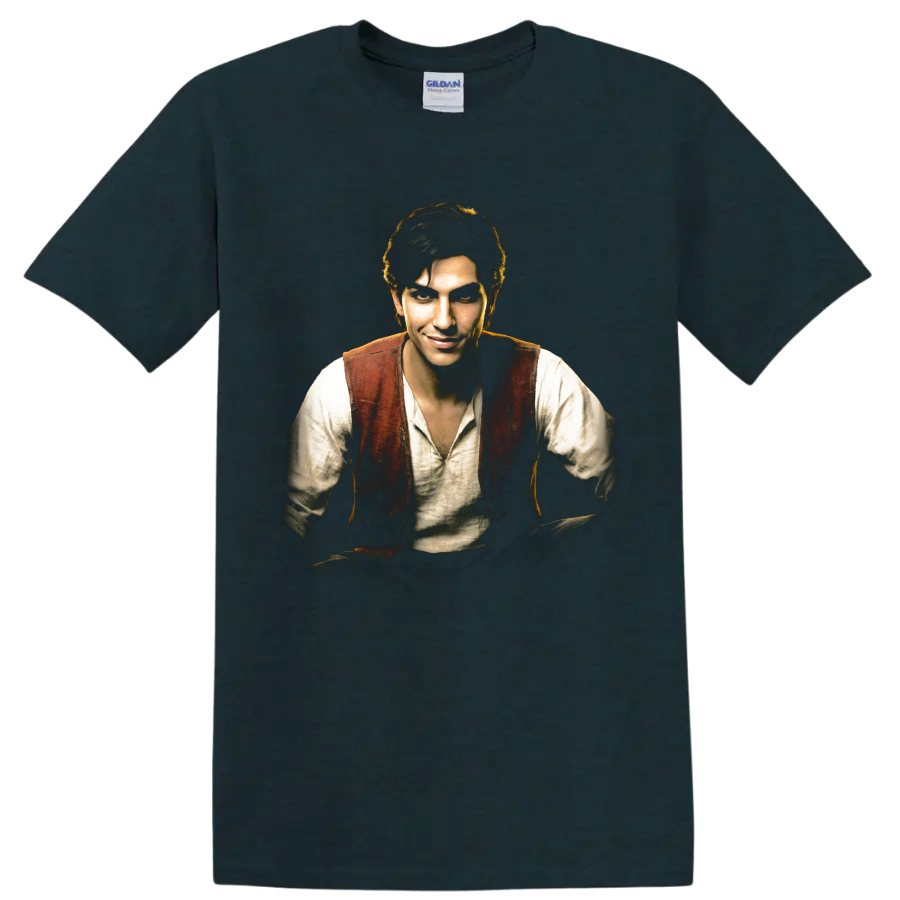 Zevran Arainai Dragon Age rogue portrait graphic print on a Midnight (Green) T Shirt