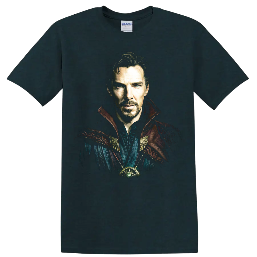 Doctor Strange mystic sorcerer portrait fantasy graphic print on a Midnight (Green) T Shirt