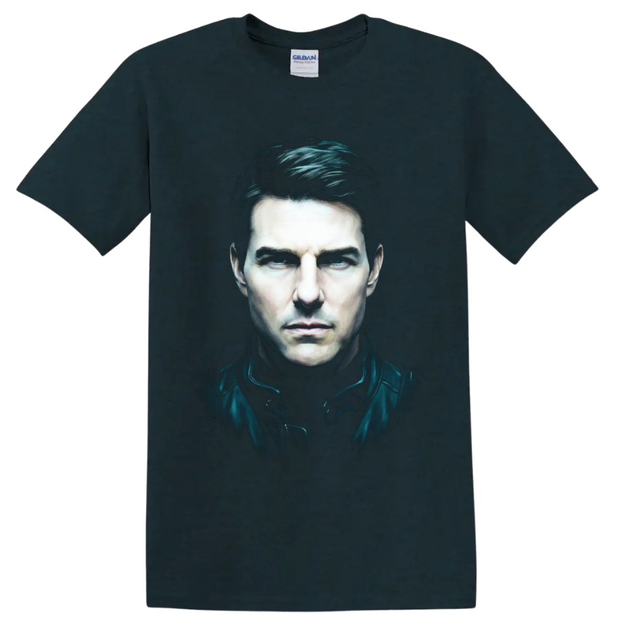 Ethan Hunt Mission Impossible cinematic portrait graphic print on a Midnight (Green) T Shirt