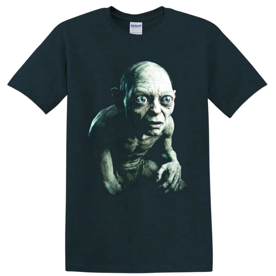 Gollum crouching dark fantasy character graphic print on a Midnight (Green) T Shirt