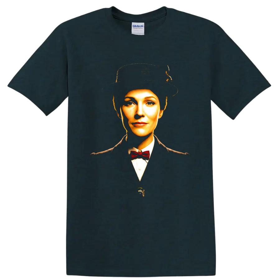 Mary Poppins Emily Blunt portrait graphic print on a Midnight (Green) T Shirt